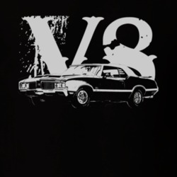 1970 OLDSMOBILE 442 Faded Look Side View White Graphic With V8 Dark T 