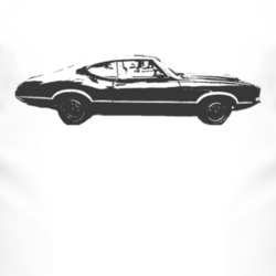 1971 OLDSMOBILE 442 Faded Look Side View Black Graphic Light T Shirt