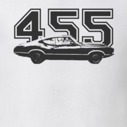 1971 OLDSMOBILE 442 Faded Look Side View Black Graphic With Engine Siz