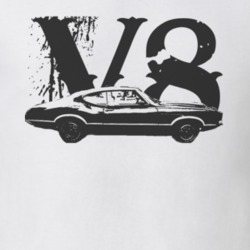 1971 OLDSMOBILE 442 Faded Look Side View Black Graphic With V8 Light T