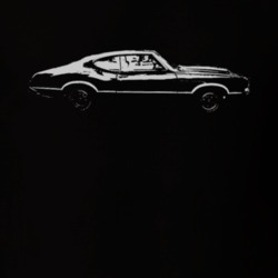1971 OLDSMOBILE 442 Faded Look Side View White Graphic Dark T Shirt