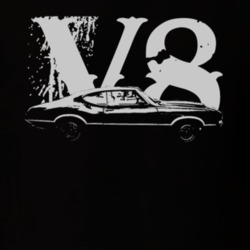 1971 OLDSMOBILE 442 Faded Look Side View White Graphic With V8 Dark T 