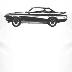 1969 MERCURY COUGAR ELIMINATOR Faded Look Side View Black Graphic Ligh