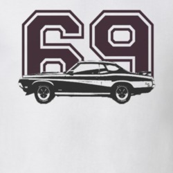 1969 MERCURY COUGAR ELIMINATOR Faded Look Side View Black Graphic With