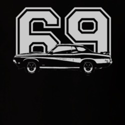 1969 MERCURY COUGAR ELIMINATOR Faded Look Side View White Graphic With