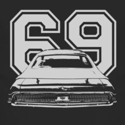 1969 MERCURY COUGAR ELIMINATOR Faded Look White Graphic With Year Dark