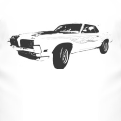 1970 MERCURY COUGAR ELIMINATOR Faded Look Side View Black Graphic Ligh