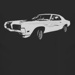 1970 MERCURY COUGAR ELIMINATOR Faded Look Side View White Graphic Dark