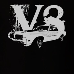 1970 MERCURY COUGAR ELIMINATOR Faded Look Side View White Graphic With