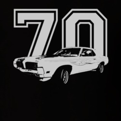 1970 MERCURY COUGAR ELIMINATOR Faded Look Side View White Graphic With