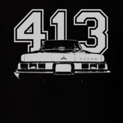 1964 DODGE POLARA Faded Look Rear View White Graphic With Engine Size 