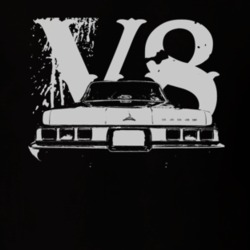 1964 DODGE POLARA Faded LookRear View White Graphic With V8 Dark T Shi