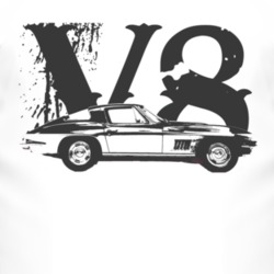 1967 CHEVROLET CORVETTE Faded Look Side View Black Graphic With V8 Lig