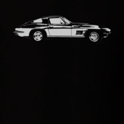 1967 CHEVROLET CORVETTE Faded Look Side View White Graphic Dark T Shir