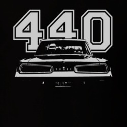 1967 DODGE POLARA Faded Look Rear View White Graphic With Engine Size 