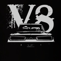 1967 DODGE POLARA Faded Look Rear View White Graphic With V8 Dark T Sh