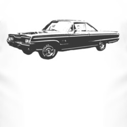 1965 DODGE POLARA Faded Look Side View Black Graphic Light T Shirt
