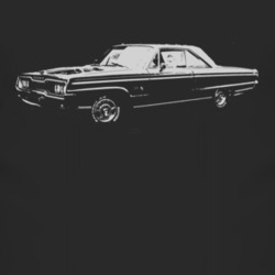 1965 DODGE POLARA Faded Look Side View White Graphic Dark T Shirt