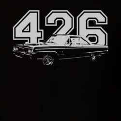 1965 DODGE POLARA Faded Look Side View White Graphic With Engine Size 