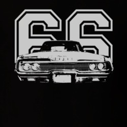 1966 DODGE POLARA Faded Look Grill View White Graphic With Year Dark T