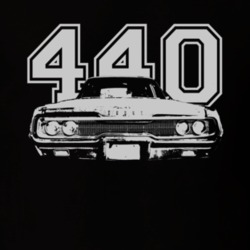 1966 DODGE POLARA Faded Look Grill View White Graphic With Engine Size