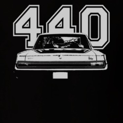 1968 DODGE POLARA Faded Look Rear View White Graphic With Engine Size 
