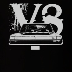1968 DODGE POLARA Faded Look Rear View White Graphic With V8 Dark T Sh