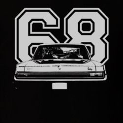 1968 DODGE POLARA Faded Look Rear View White Graphic With Year DarkT S
