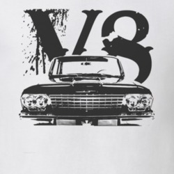 1962 CHEVY BISCAYNE Faded Look Grill View Black Graphic With V8 Light 