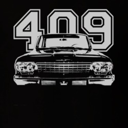 1962 CHEVY BISCAYNE Faded Look Grill View White Graphic With Engine Si