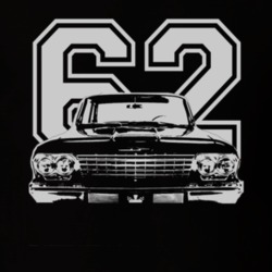 1962 CHEVY BISCAYNE Faded Look Grill View White Graphic With Year Dark