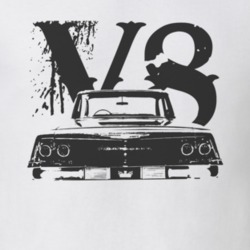 1962 CHEVY BISCAYNE Faded Look Rear View Black Graphic With V8 Light T