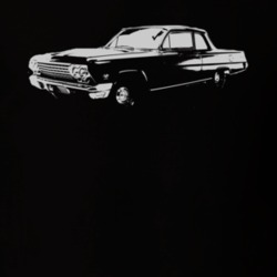 1962 CHEVY BISCAYNE Faded Look Rear View White Graphic Dark T Shirt