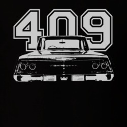 1962 CHEVY BISCAYNE Faded Look Rear View White Graphic With Engine Siz