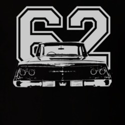 1962 CHEVY BISCAYNE Faded Look Rear View White Graphic With Year Dark 