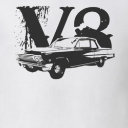 1962 CHEVY BISCAYNE Faded Look Side View Black Graphic With V8 Light T