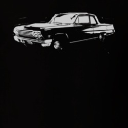 1962 CHEVY BISCAYNE Faded Look Side View White Graphic Dark T Shirt