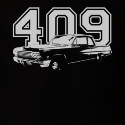 1962 CHEVY BISCAYNE Faded Look Side View White Graphic With Engine Siz