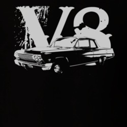 1962 CHEVY BISCAYNE Faded Look Side View White Graphic With V8 Dark T 