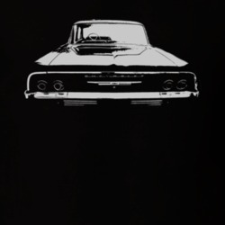 1964 CHEVY BISCAYNE Faded Look Rear View White Graphic Dark T Shirt