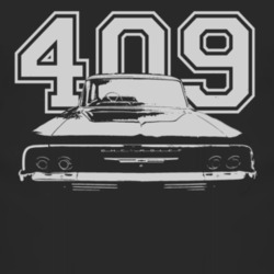 1964 CHEVY BISCAYNE Faded Look Rear View White Graphic With Engine Siz