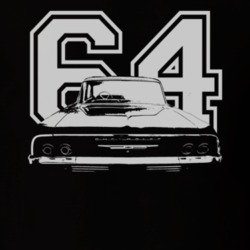 1964 CHEVY BISCAYNE Faded Look Rear View White Graphic With Year Dark 