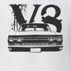 1962 MERCURY COMET Faded Look Grill View Black Graphic With V8 Light T