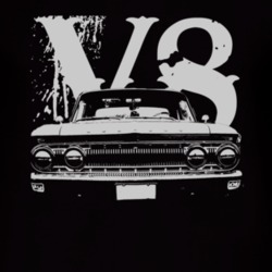 1962 MERCURY COMET Faded Look Grill View White Graphic With V8 Dark T 