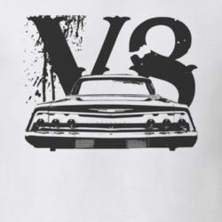 1962 CHEVY IMPALA SS Faded Look Rear View Black Graphic With V8 Light 