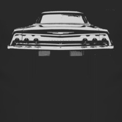 1962 CHEVY IMPALA SS Faded Look Rear View White Graphic Dark T Shirt