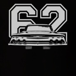 1962 CHEVY IMPALA SS Faded Look Rear View White Graphic With Year Dark