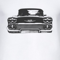 1958 CHEVY BISCAYNE Faded Look Grill View Black Graphic Light T Shirt