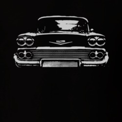 1958 CHEVY BISCAYNE Faded Look Grill View White Graphic Dark T Shirt