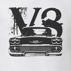 1958 CHEVY BISCAYNE Faded Look Grill View With V8 Dark Graphic Light T